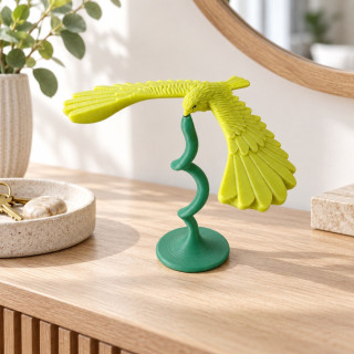 Oiseau équilibriste sur support