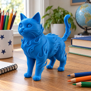 Chat décoratif aux flammes